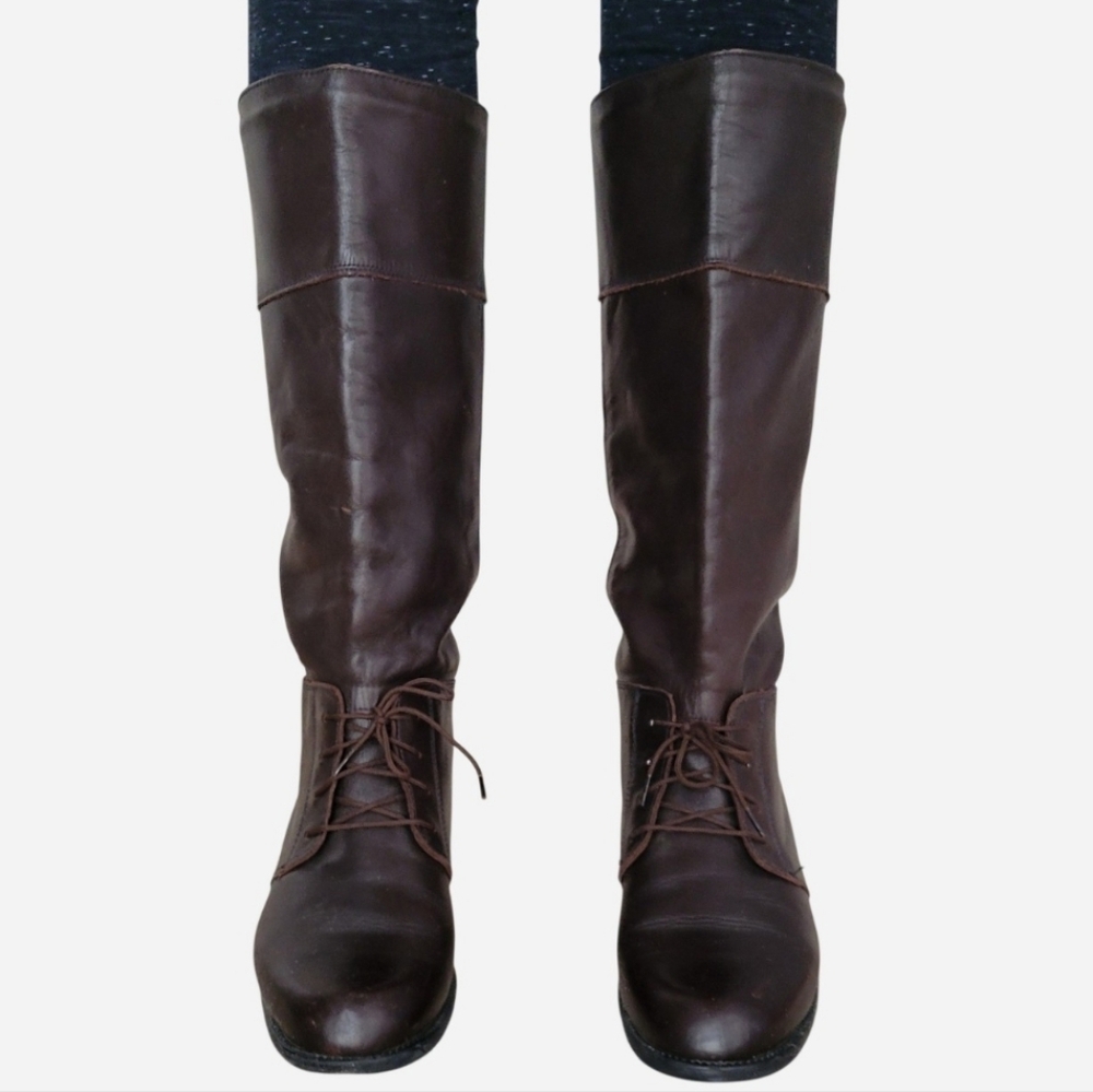 Western Brown Boots Oxford Lace-Up Leather Riding Boot Blondo 9.5 Vintage Shoes